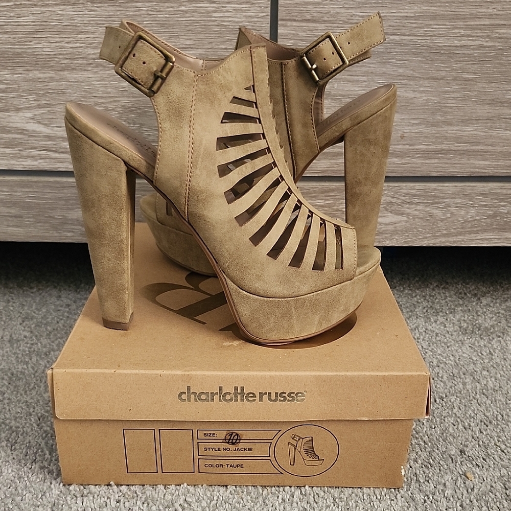 Charlotte Russe Taupe Cutout Platform Heels